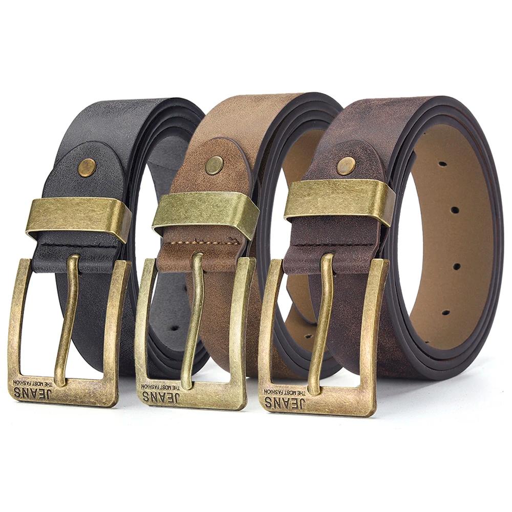 Ceinture en cuir PU pour hommes, de haute qualité, avec boucle ardillon en métal, pour loisirs et af