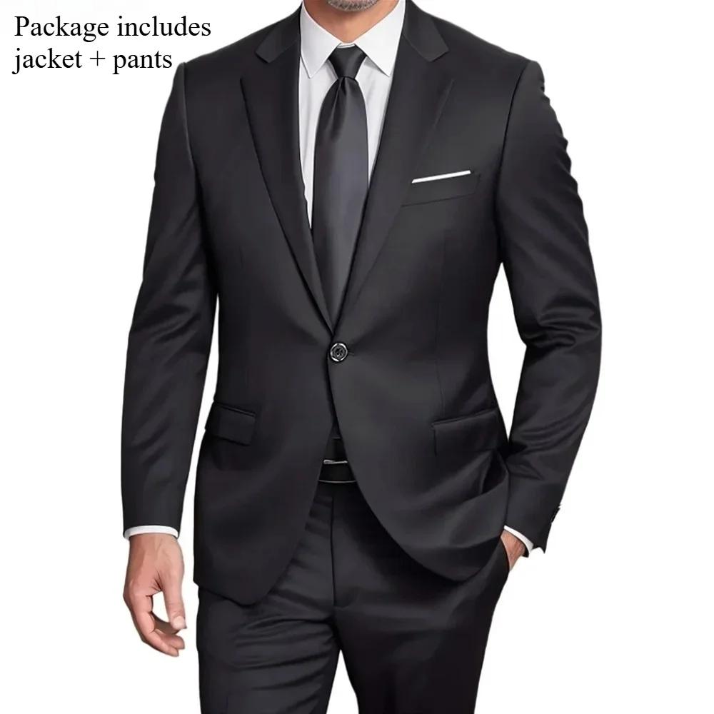 Ensemble de costume 3 pièces pour homme – Blazer, gilet et pantalon de couleur unie – Tenue de cérém