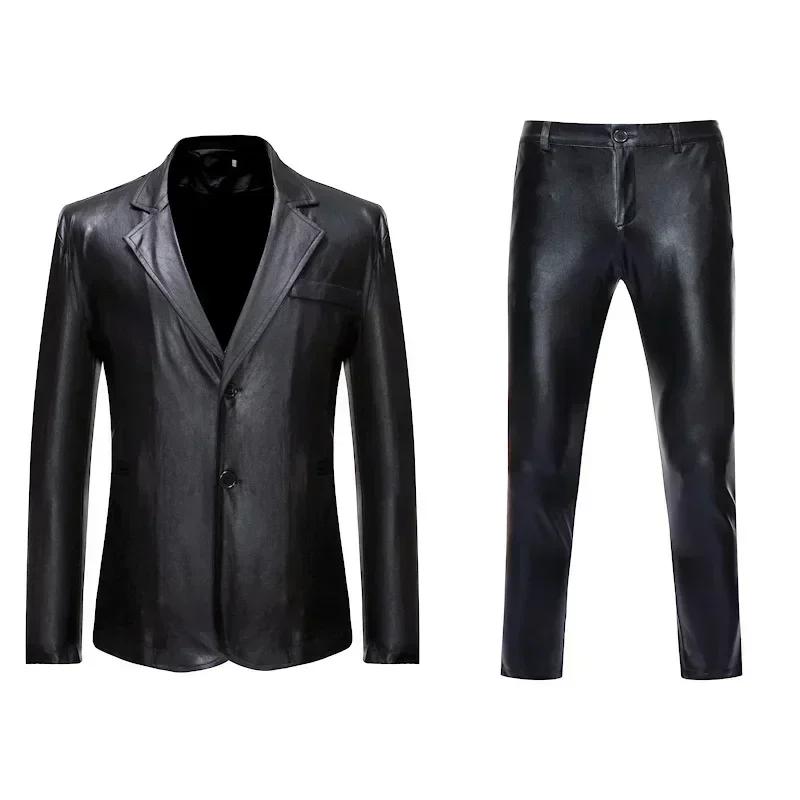 Ensemble de costumes pour hommes, Chic, or brillant, 2 pièces, Blazer + pantalon, vêtements de spect