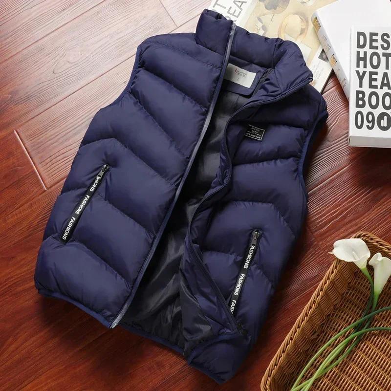 Gilet en duvet monochrome pour hommes, veste en émail chaud, gilet d'hiver, vêtements coupe-vent, no