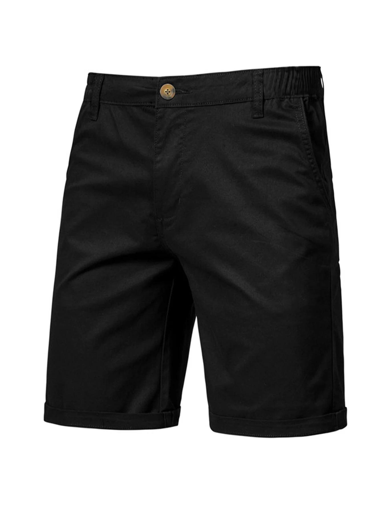 2025 hommes couleur unie pantalon court décontracté plage respirant confortable pantalon court droit