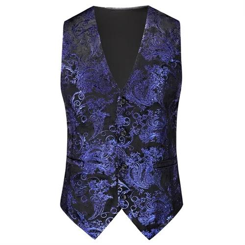 Nouveaux hommes de luxe velours costume gilet or chaud haut imprimé mode Homme affaires Social maria