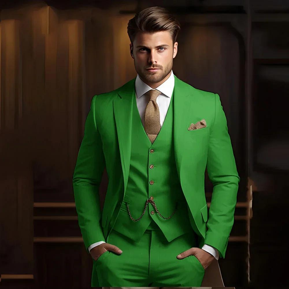 Costumes formels pour hommes pour marié 3 pièces kaki mariage marié smoking coupe ajustée 2025 mode 