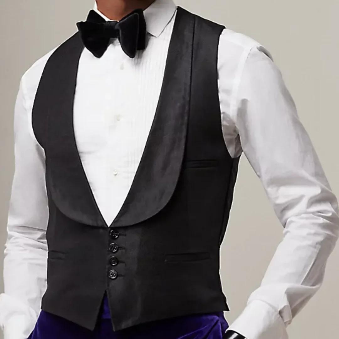 Gilet blanc avec revers pour hommes, gilet solide à bouton unique pour fête de mariage, Banquet, tra