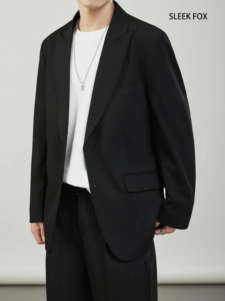 Costume noir décontracté pour hommes, haut tendance, nouveau style de printemps, style hongkongais, 