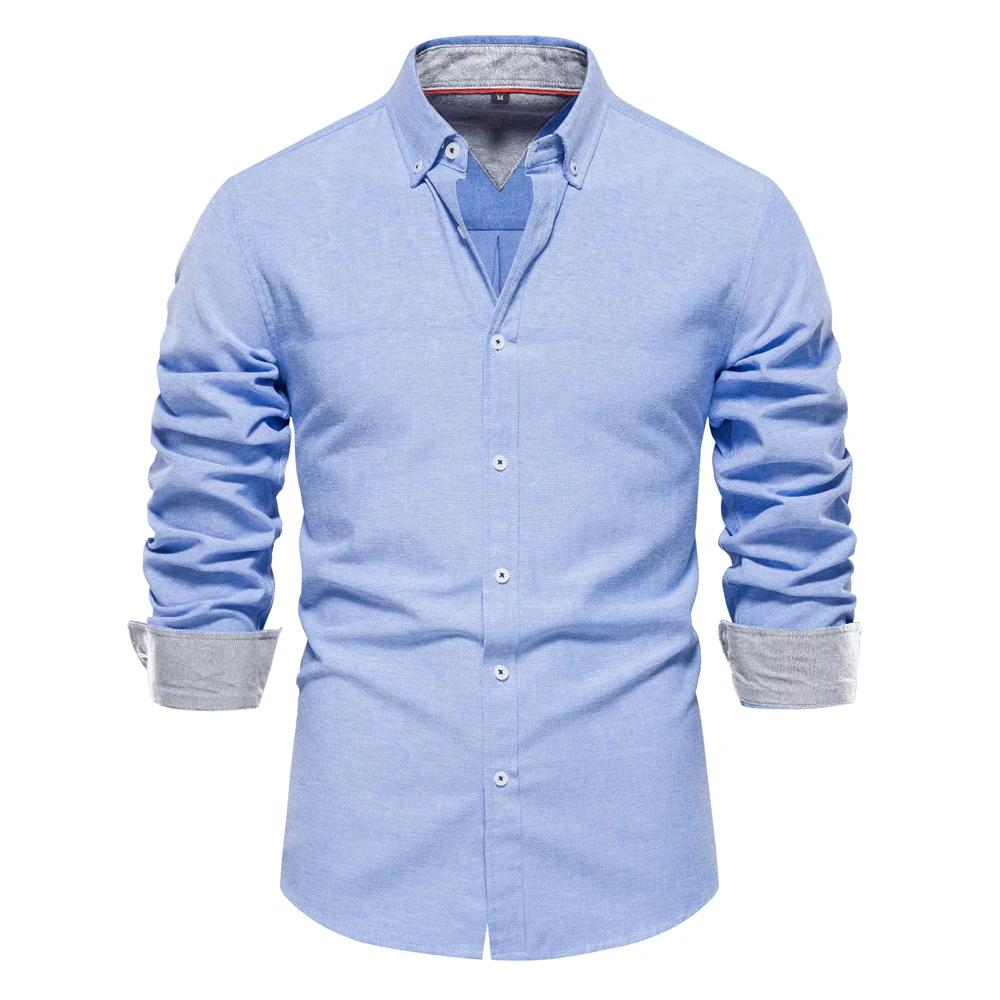 AIOPESON 2023 nouveau automne coton hommes Oxford chemise à manches longues boutonné affaires social