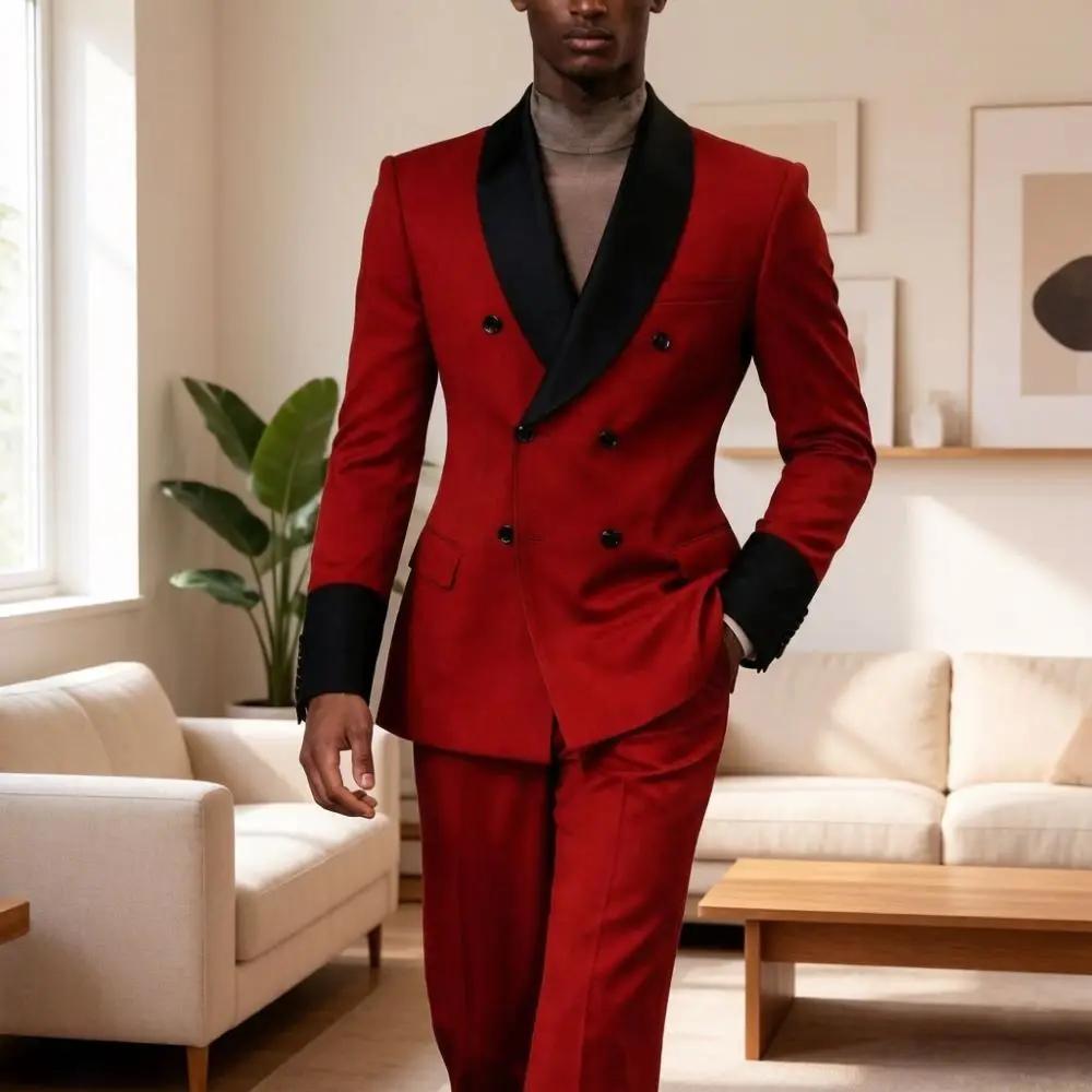 Costumes vintage pour hommes, ensemble deux pièces croisé coupe ajustée, style modulable, pour bal d