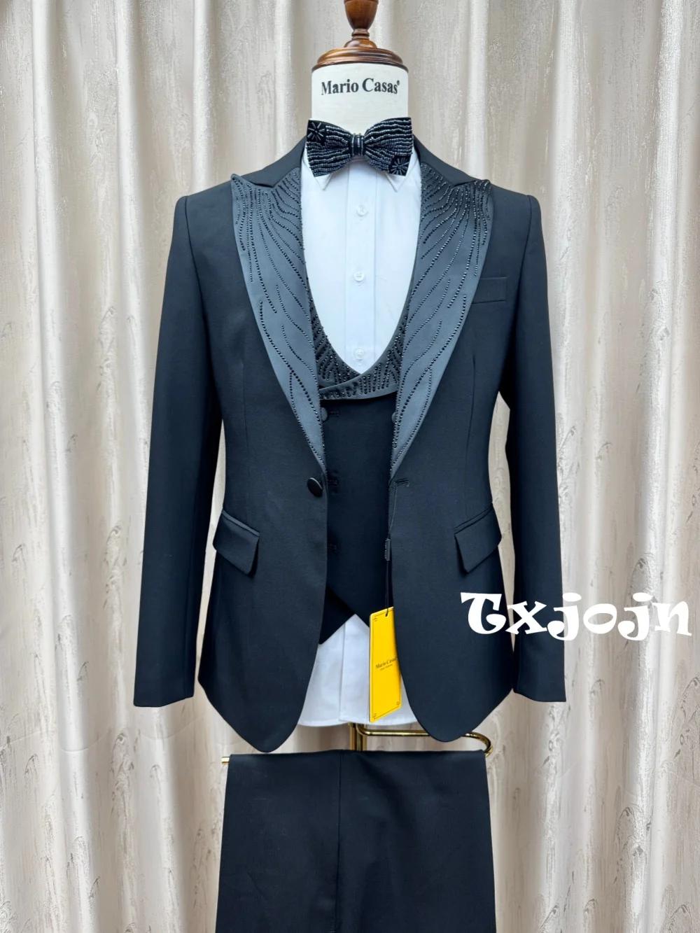 Ensemble de Costume Homme Élégant 3 Pièces pour Mariage et Cérémonie, Revers Pointu, Coupe Slim, Smo