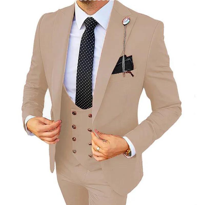 Costume de mariage 3 pièces pour Homme, Costume d'affaires, Slim Fit, Costume de mariage, Champagne,