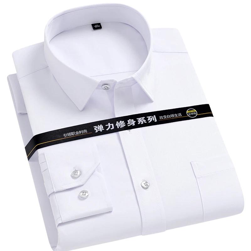 Chemise pour hommes à manches longues col montant (col Mandarin) poche plaquée unique chemises habil
