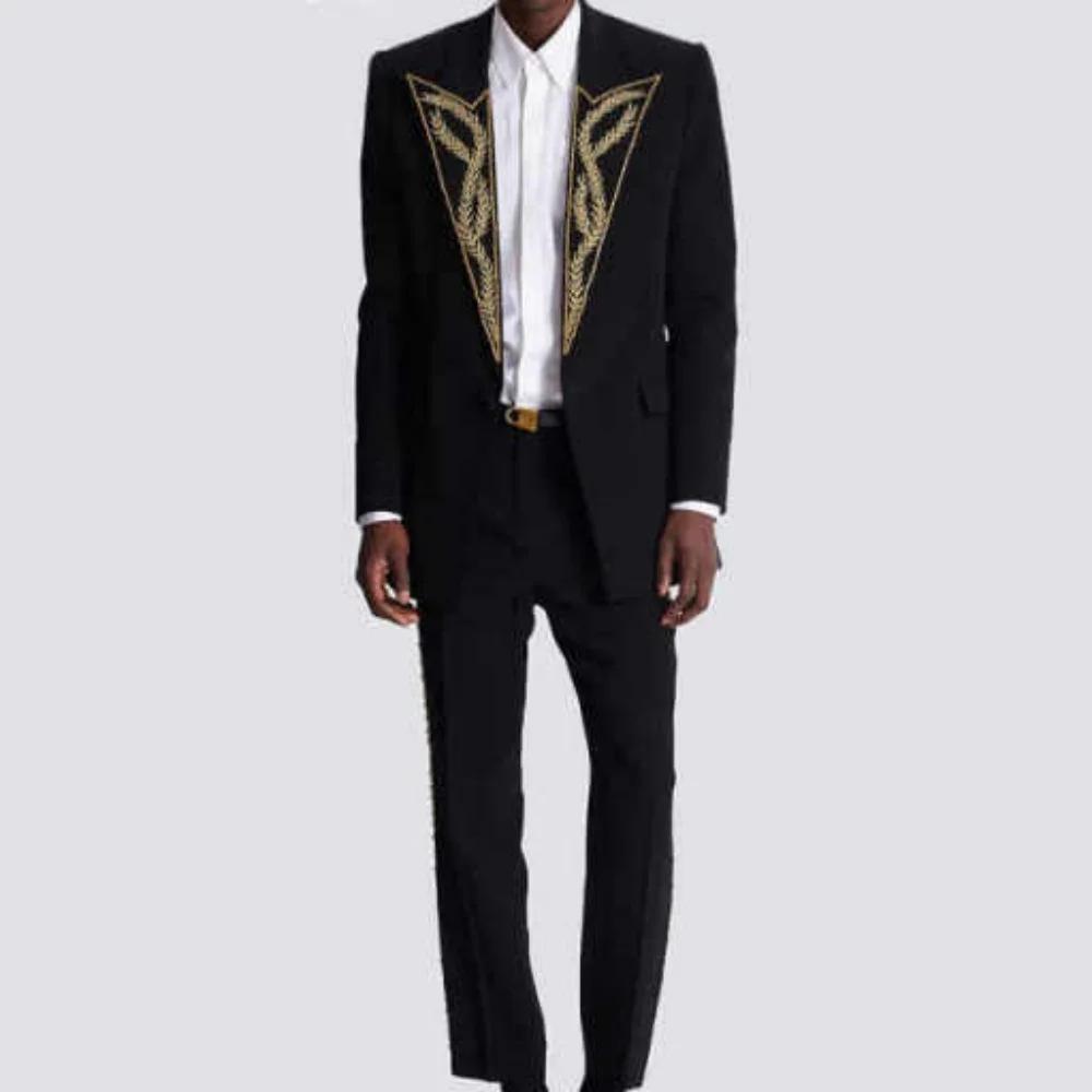 Costumes modernes pour hommes, coupe ajustée, 2 pièces, blazer et pantalon, revers pointus, paillett