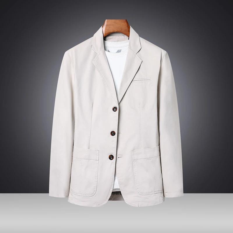 Nouvelle Veste Style 2026 Printemps-Automne – Costume Décontracté pour Homme en Pur Coton Coupe Ampl