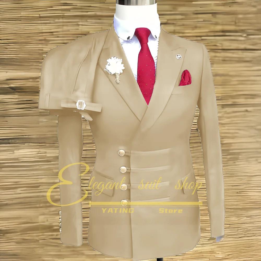 Costumes de mariage formels pour hommes, ensemble veste et pantalon 2 pièces, vêtements masculins à 