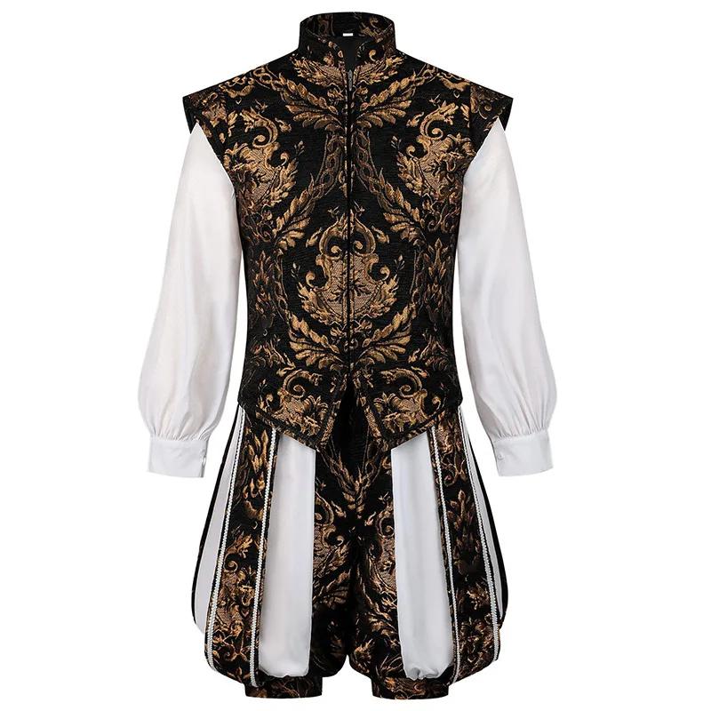 17ème Tudor Prince gilet Costume victorien Colonial Pirate chemise short Renaissance Noble tenue Hal