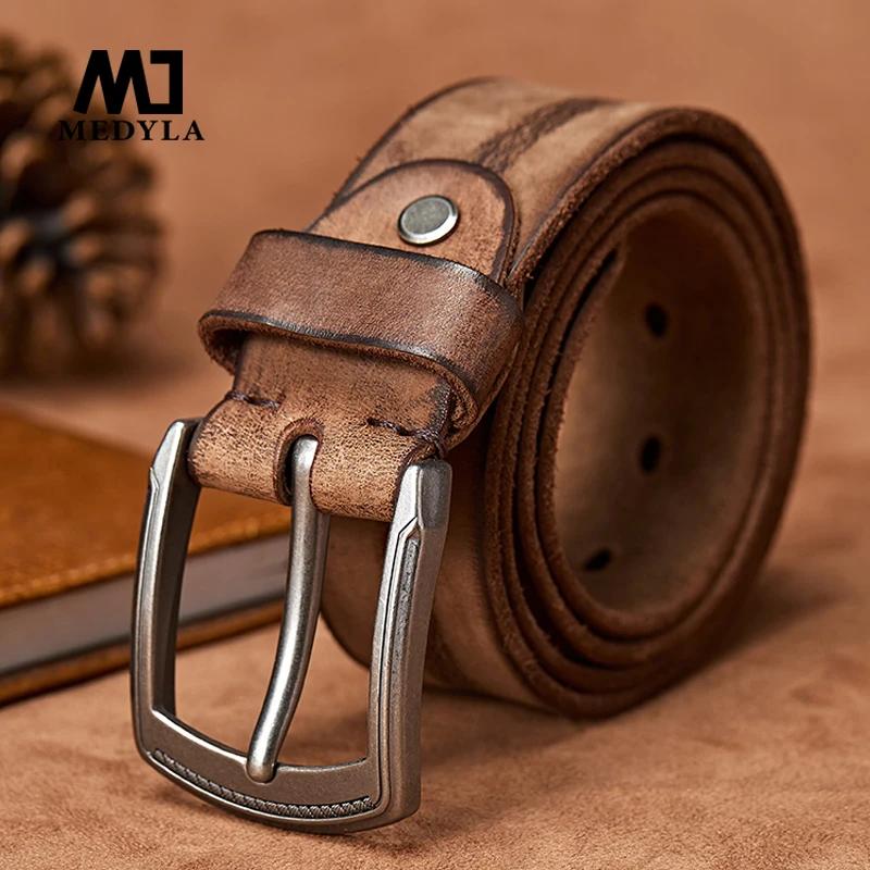 MEDYLA hommes ceinture alliage boucle ardillon avancé ceintures en cuir jean décontracté Original pe