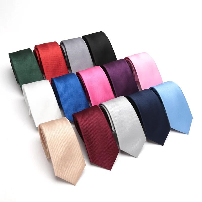 Cravate fine en Jacquard pour hommes d'affaires, cravate classique britannique de couleur unie, acce