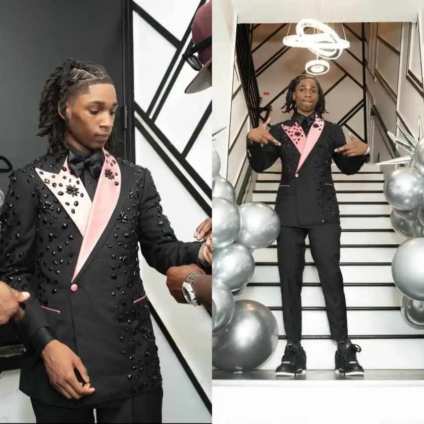 Costume de Luxe 2 Pièces pour Homme : Veste et Pantalon Perlé, Idéal pour Mariage, Cérémonie, Affair