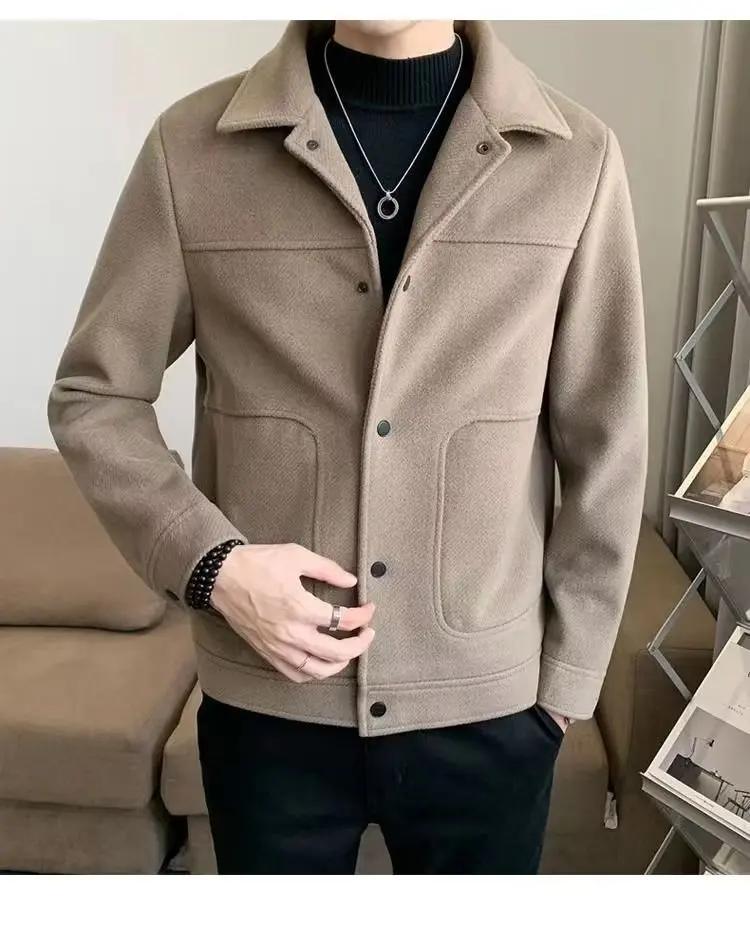 Veste en tweed pour homme, nouveau style, col rabattu, coupe courte et ajustée, tendance, résistante