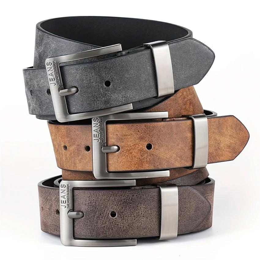 Ceinture en cuir PU pour hommes, de haute qualité, avec boucle ardillon en métal, pour loisirs et af