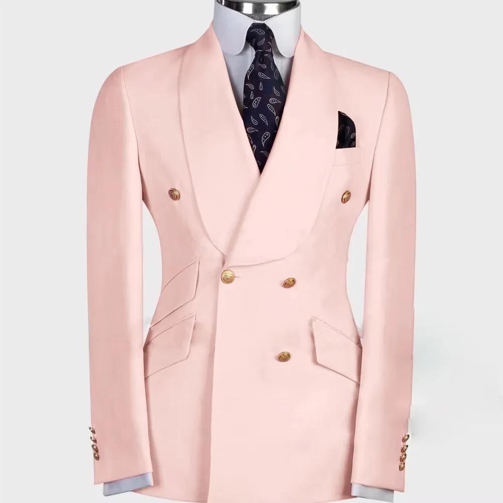 Veste pour hommes costumes mode Double boutonnage châle revers coupe ajustée 1 pièce Blazer haute qu