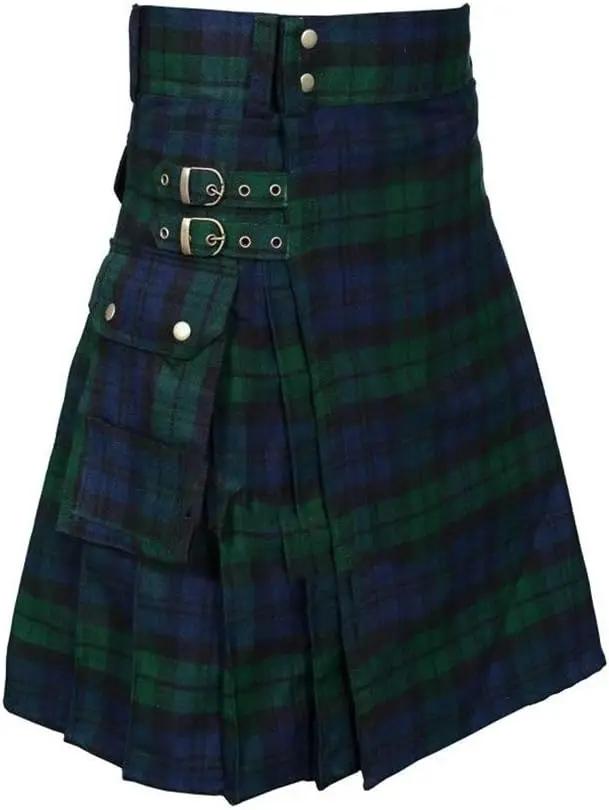 Kilts utilitaires tartan pour hommes Kilt tartan avec sangles et grandes poches cargo