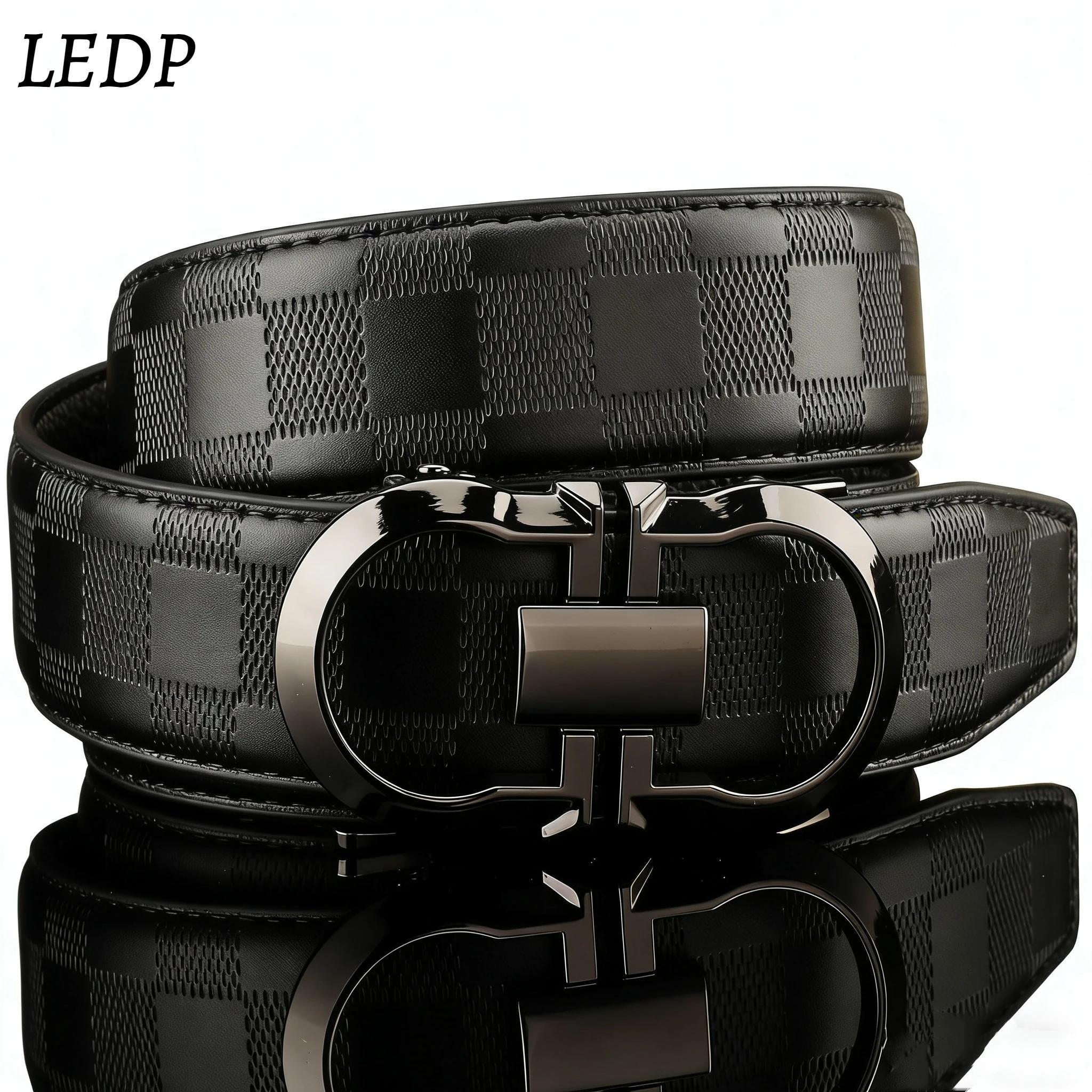Ceinture de luxe pour homme en cuir véritable 3,5 cm avec boucle automatique, motif écossais classiq