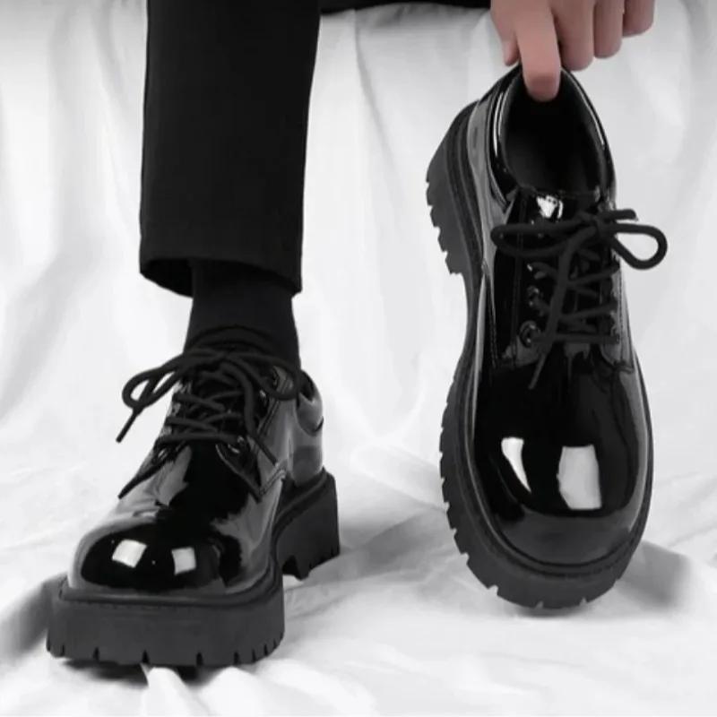 Chaussures Derby en Cuir Verni Tendance pour Homme 2026 – Chaussures Habillées Exquises pour Affaire