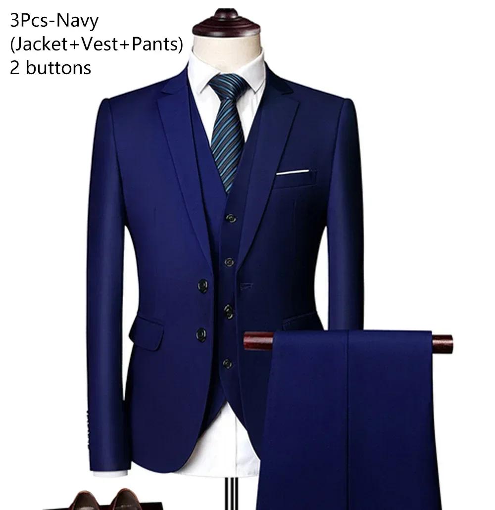 Costumes pour hommes 3 pièces ensemble élégant mariage mode classique vestes complètes gilet pantalo