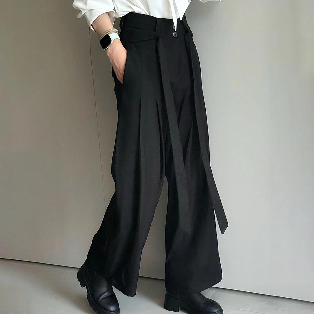 Pantalon de costume avec ruban de couleur unie pour hommes, nouvelle collection d'été, tendance amér