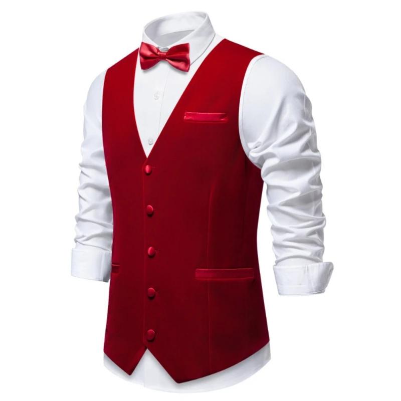Gilet de costume en velours plat de style britannique haut de gamme bleu royal pour hommes, veste dé
