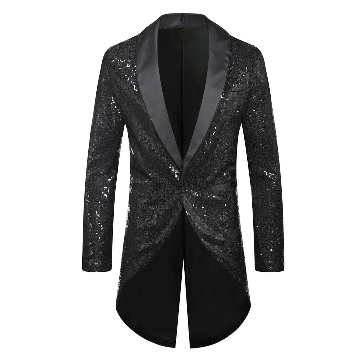 Veste de smoking pour hommes, Style Chic, hauts de luxe, costumes à paillettes, Blazer pour hommes, 
