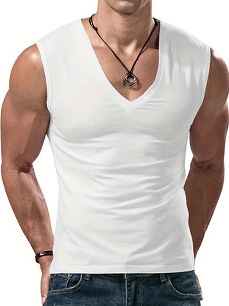 Gilet sans manches à col en V pour homme