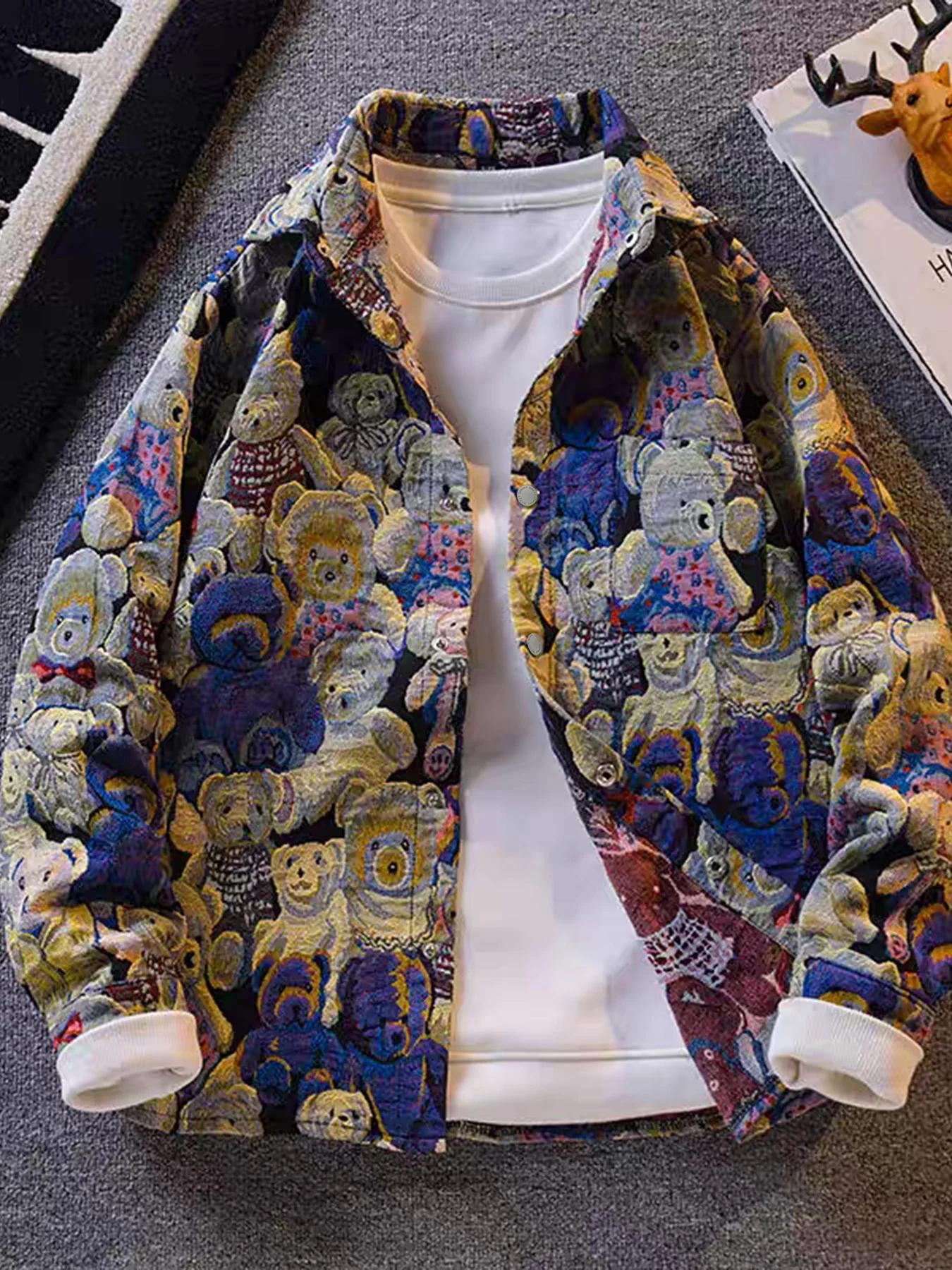 Veste Teddy Bear à imprimé intégral de style High Street pour hommes