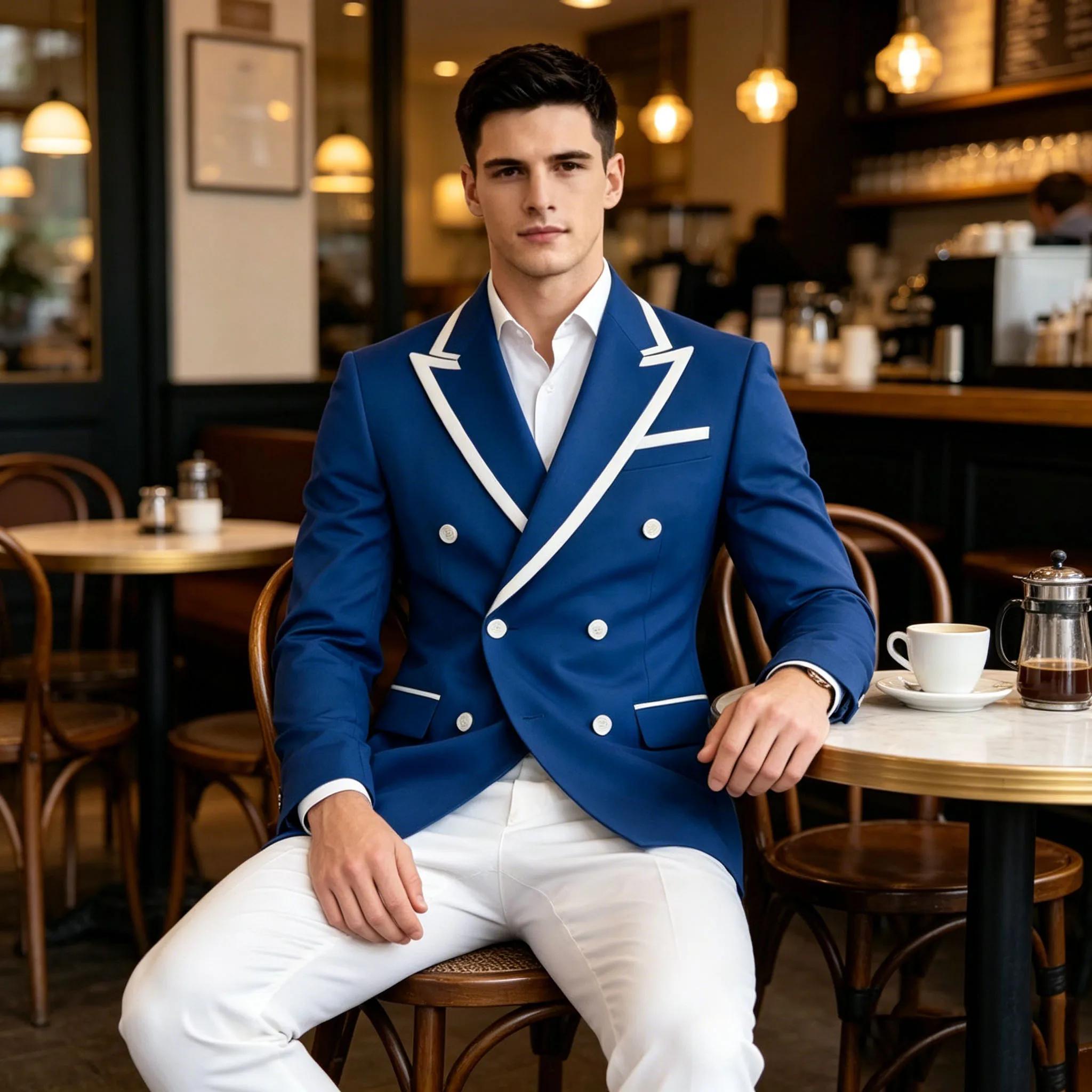 Blazer de costume bleu marine pour homme
