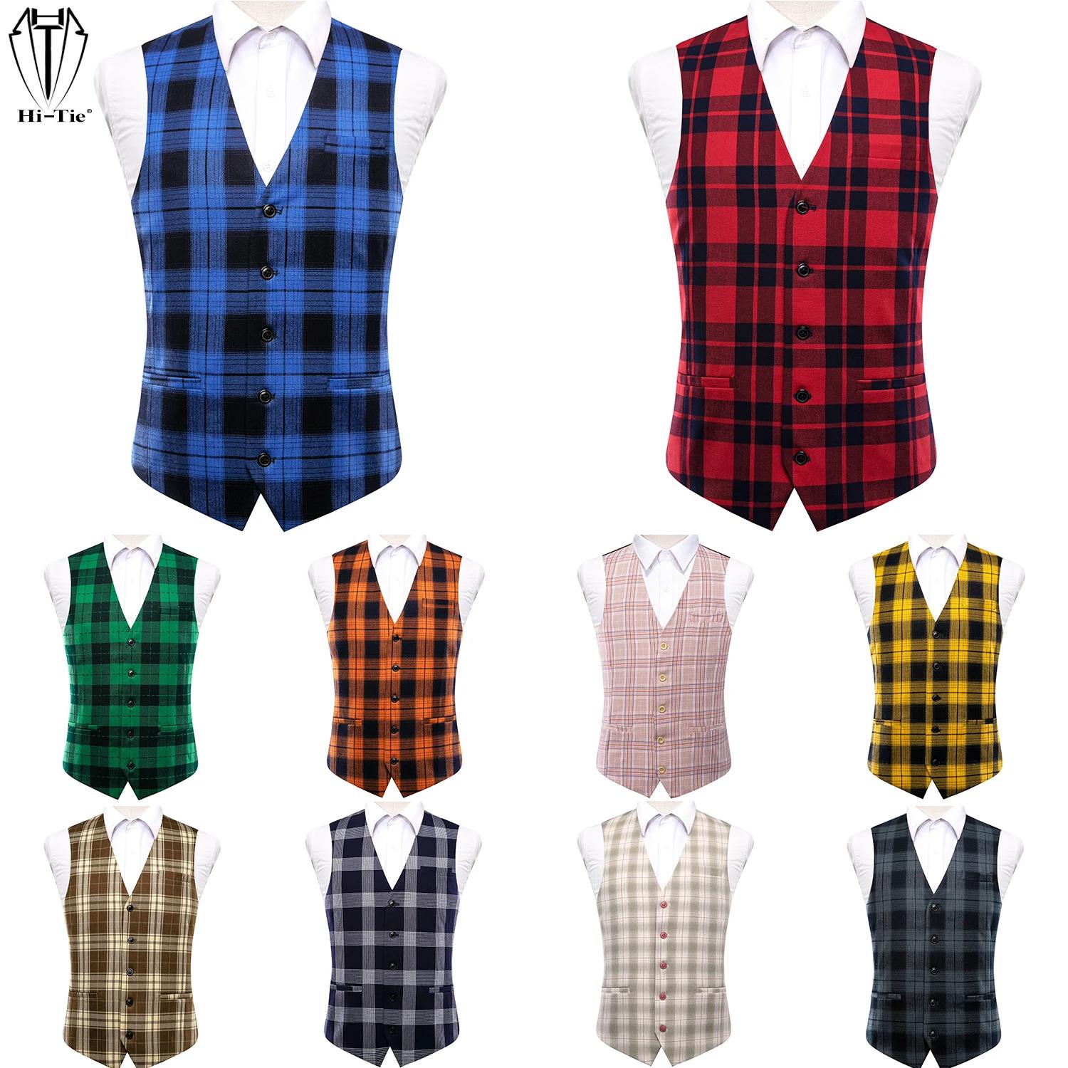 Hi-Tie Designer Viscose Hommes Costume Gilet Jacquard Rayé