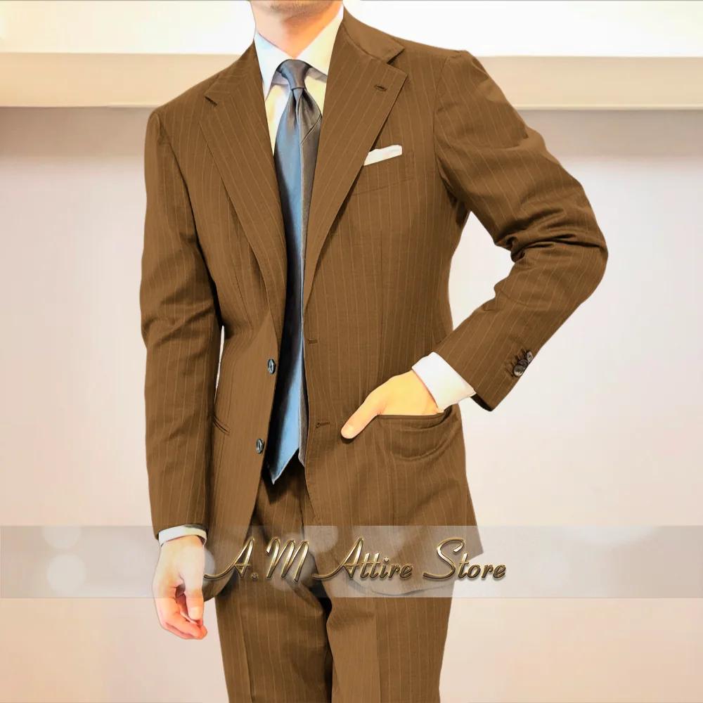 Costume homme haut de gamme gris rayé