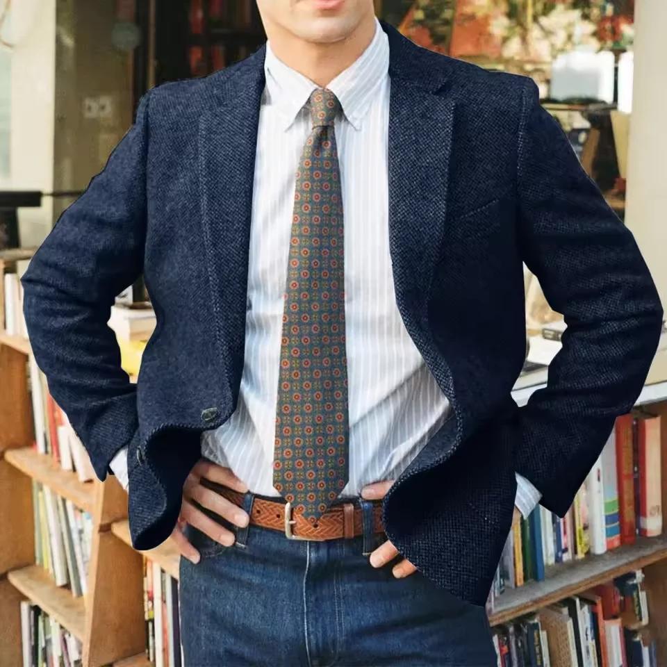 Veste de costume à chevrons pour hommes