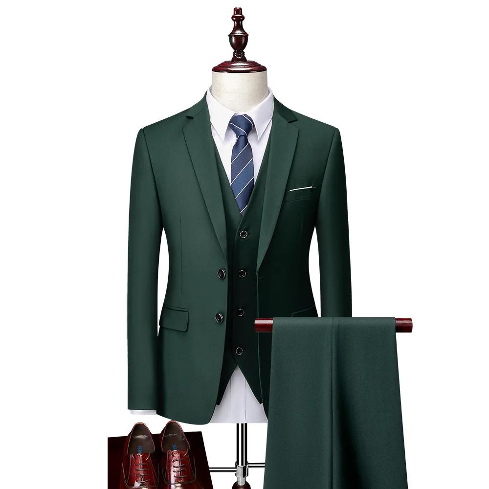 Costume pour homme chic élégant simple boutonnage blazer pic revers ensemble formel 3 pièces veste gilet pantalon mariage occasions spéciales