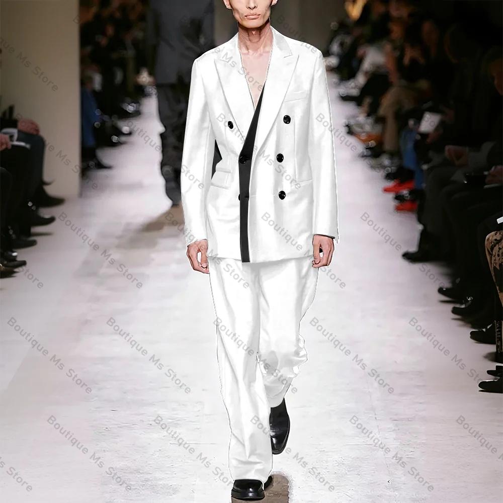 Costume deux pièces noir à Double boutonnage pour hommes