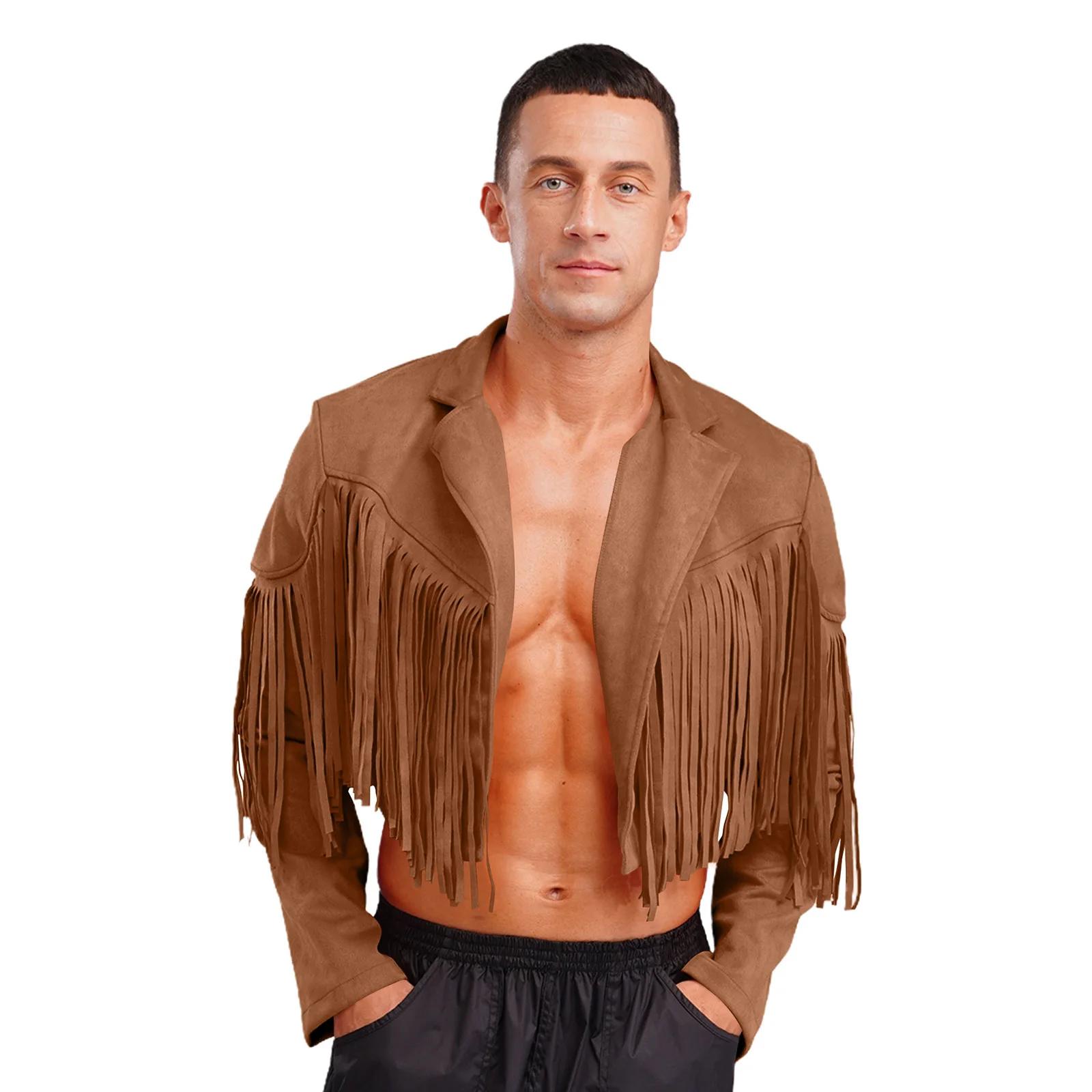 Vestes courtes en Faux daim à franges pour hommes