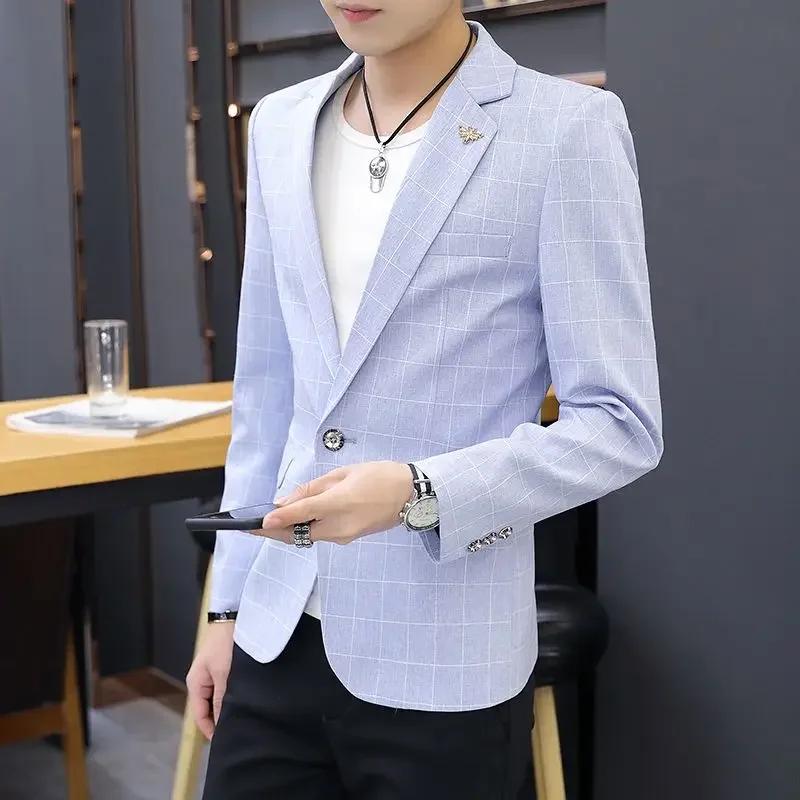 Fête lin gris hommes costume vestes simple boutonnage manteau mâle Blazer été nouveau dans des vêtements simples mode 2025 décontracté classique