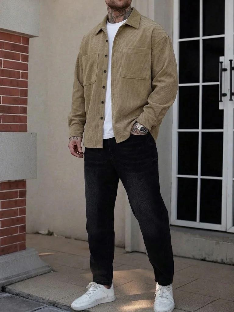 Veste chemise en velours côtelé pour homme
