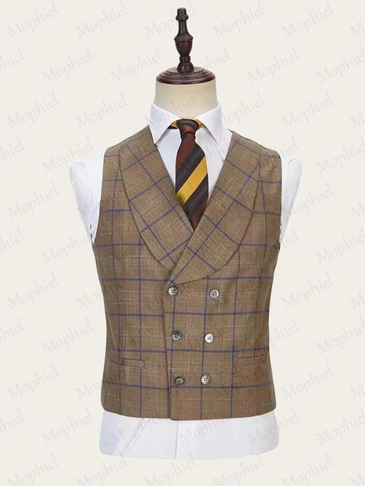 Costume homme 3 pièces à carreaux marron