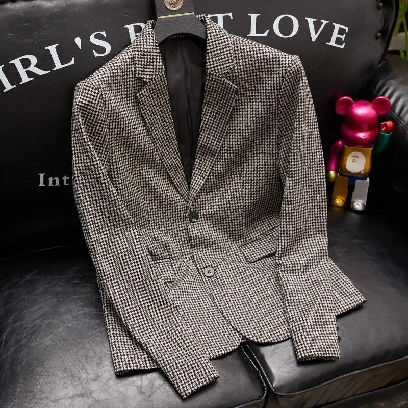 Veste de costume pied-de-poule pour hommes