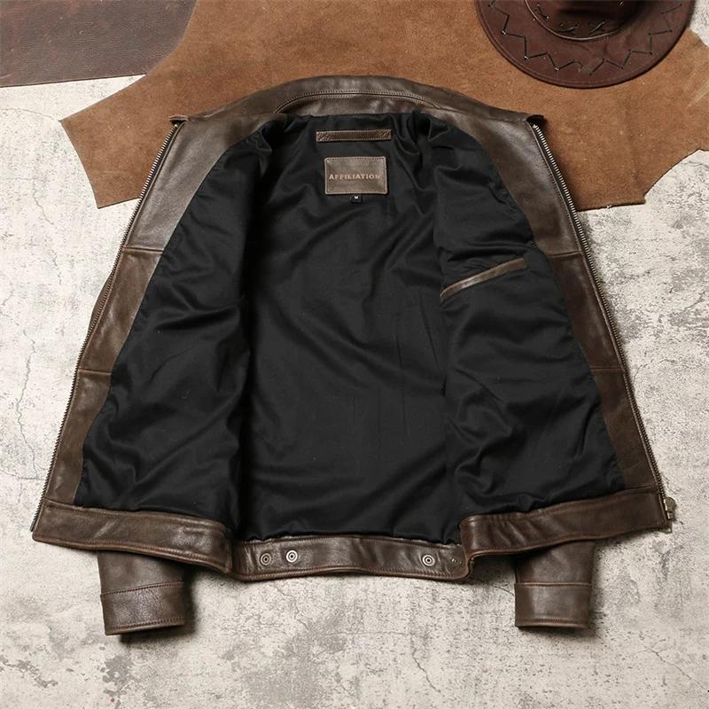 Veste d'automne en cuir véritable pour homme