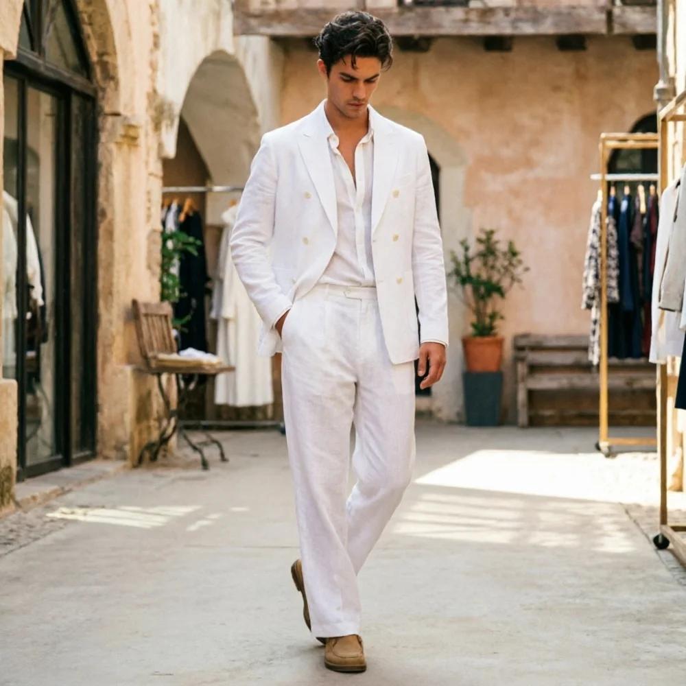Costume homme en lin vert sauge