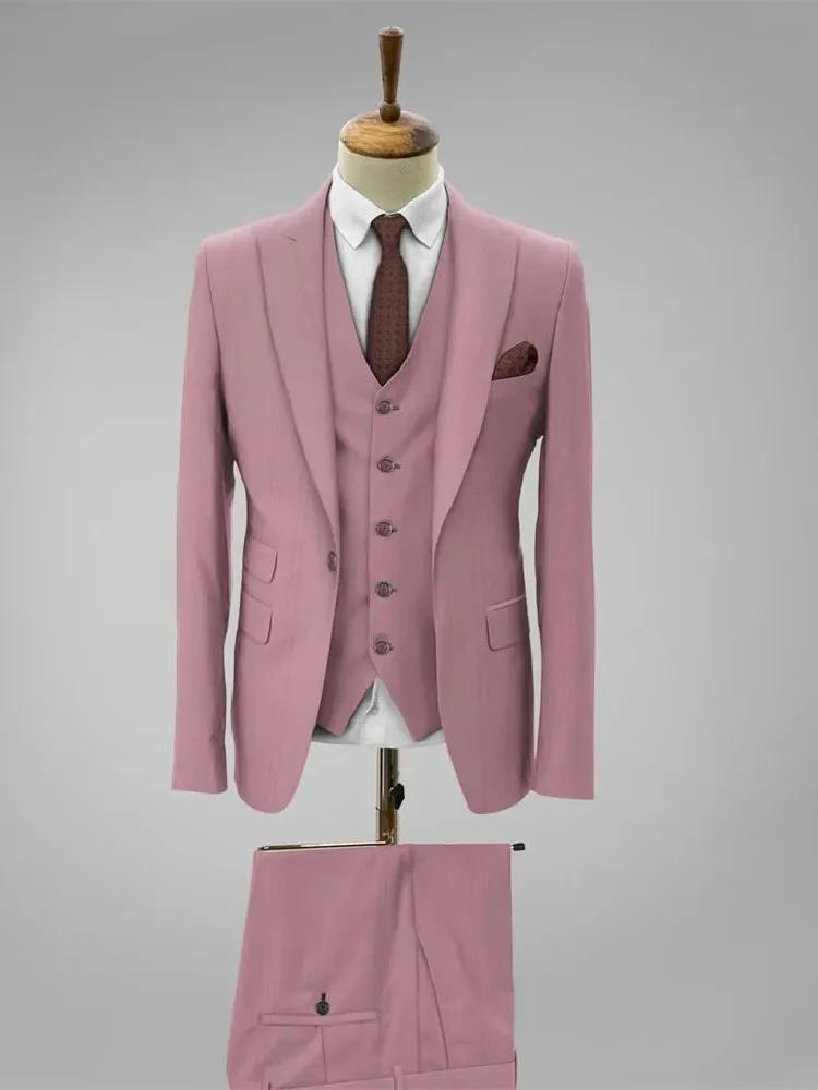 Nouvel Arrivage Rose – Costume Homme Sur Mesure 3 Pièces (Blazer