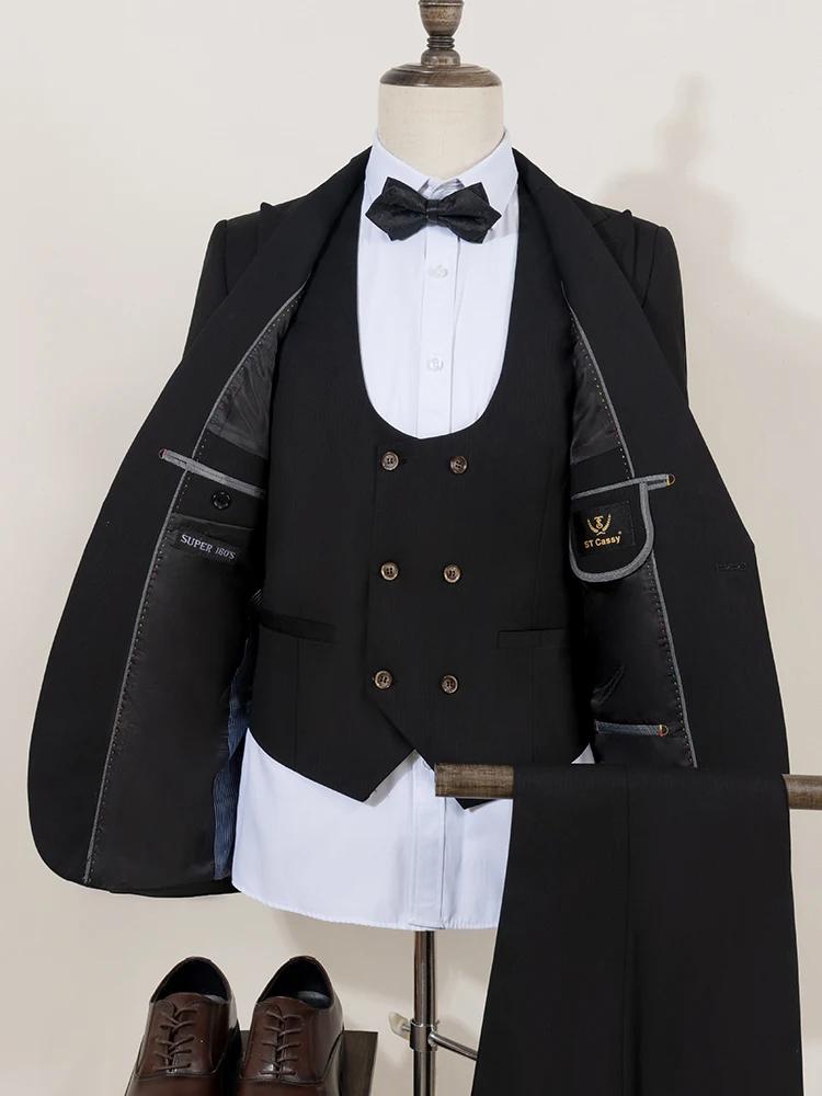 Ensemble 3 pièces noir pour homme : Costume de marié élégant