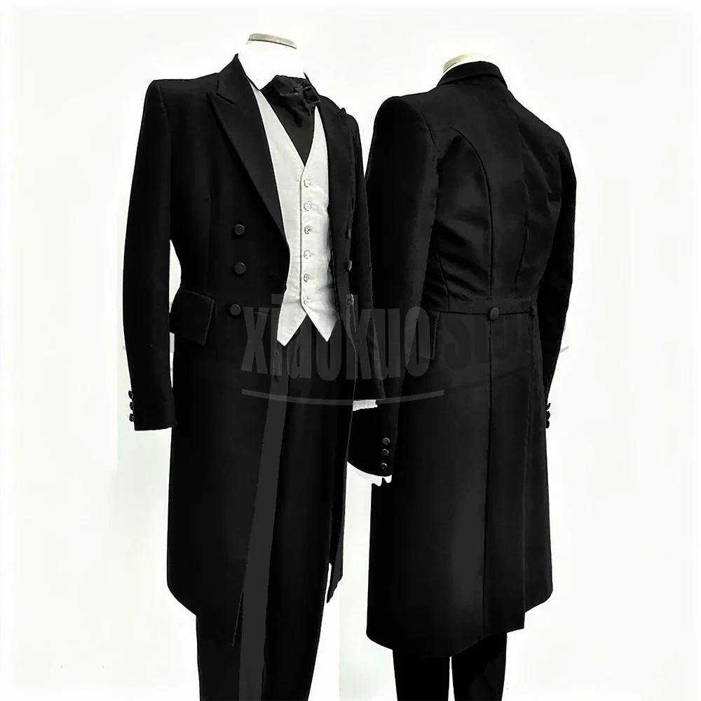 Costumes pour hommes noir mode mariage manteau marié Chic pic revers Double boutonnage costume masculin 3 pièces (Blazer + gilet + pantalon)