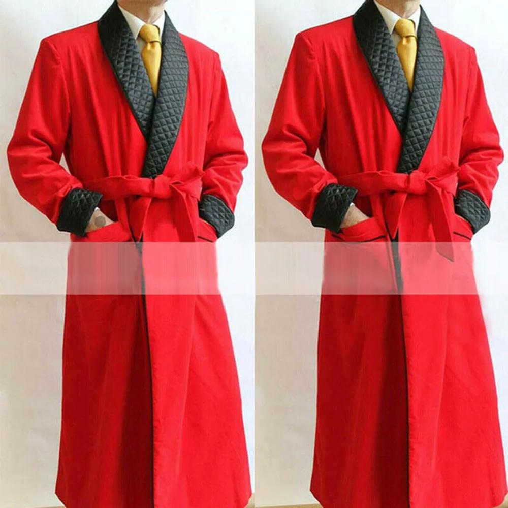 Veste Longue en Velours Noir/Bordeaux pour Homme